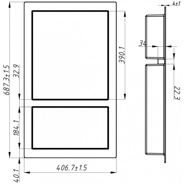 Mexen X-Wall-S, raft încastrat SMC cu flanșă 68,6 x 40,7 cm, alb, 1901694109