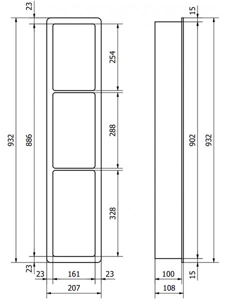 Mexen X-Wall-K, raft încorporat din conglomerat 93,2 x 20,7 cm, alb, 1900932010