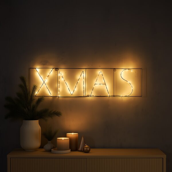 Lampă de perete de Crăciun neagră XMAS incl. LED cu temporizator IP44 - Yoro