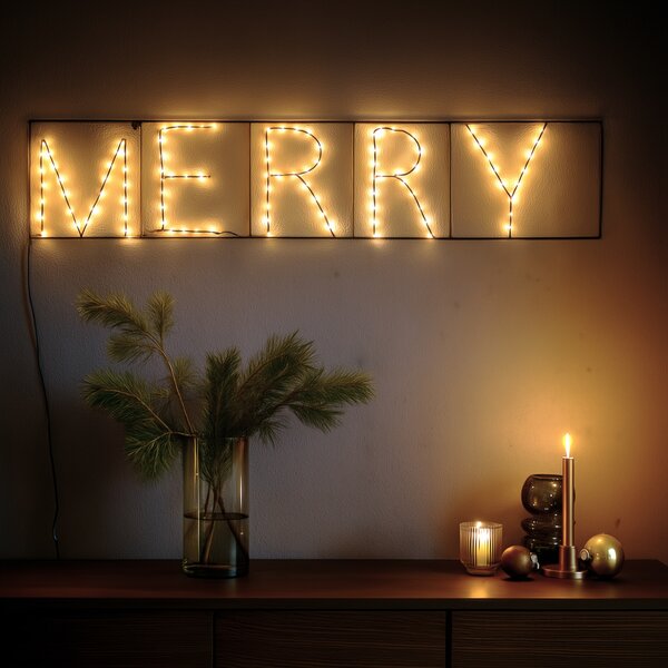 Lampă de perete de Crăciun neagră MERRY incl. LED cu temporizator IP44 - Yoro