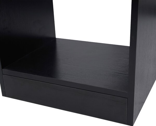 HOMCOM Birou Modern cu Rafturi Rotative 360°, Design L, Negru, PAL, 140x120x78.2cm | Aosom Romania