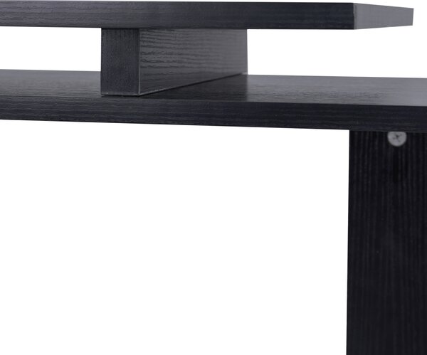HOMCOM Birou Modern cu Rafturi Rotative 360°, Design L, Negru, PAL, 140x120x78.2cm | Aosom Romania
