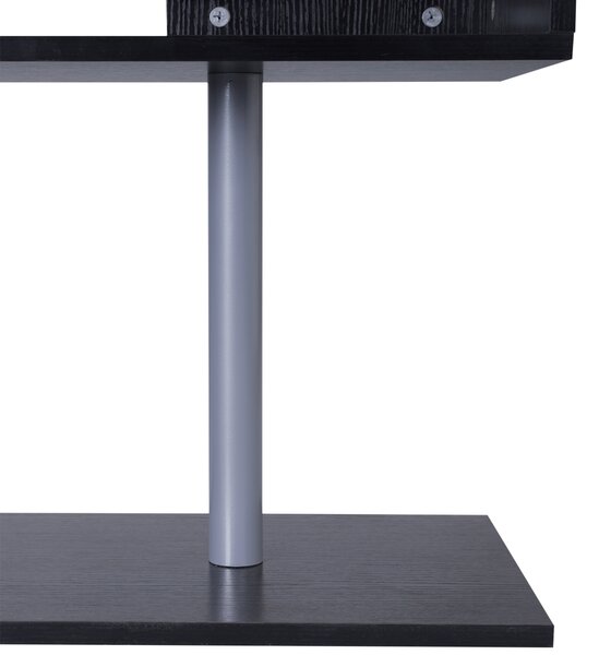 HOMCOM Birou Modern cu Rafturi Rotative 360°, Design L, Negru, PAL, 140x120x78.2cm | Aosom Romania