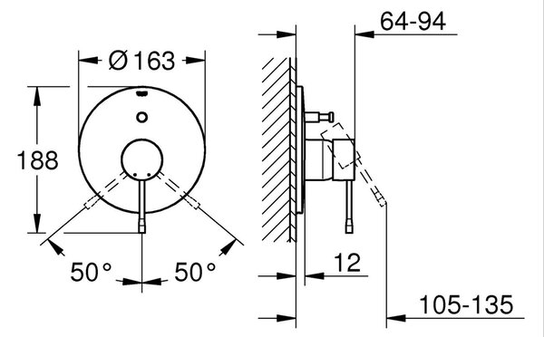 Grohe Essence New baterie cadă-duș perete negru 192852431