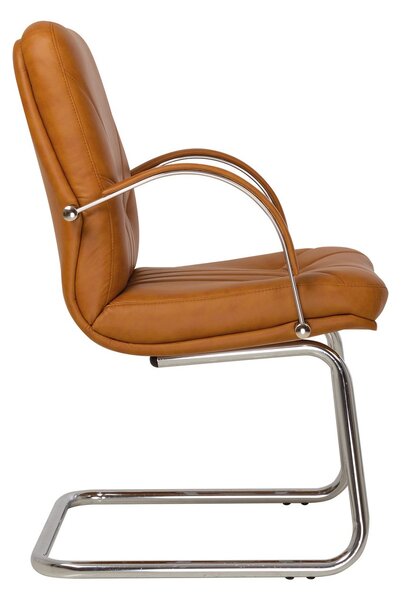 Scaun conferinta MAVIS CF LB STEEL CHROME, Brun deschis piele ecologica