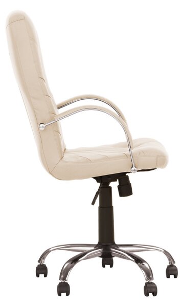 Scaun directorial MAVIS STEEL CHROME, piele ecologica, Crem