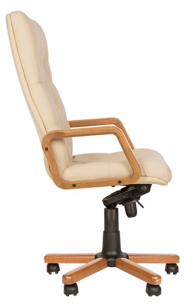 Scaun directorial HAVANA EXTRA, brate din lemn, piele naturala, Crem