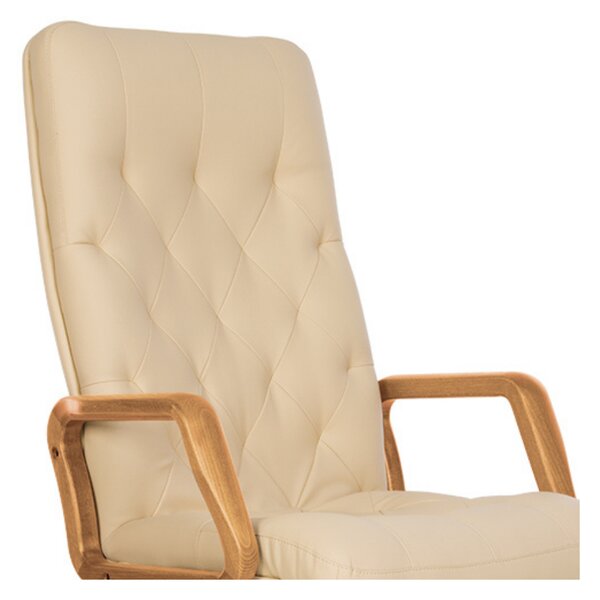 Scaun directorial HAVANA EXTRA, brate din lemn, piele naturala, Crem