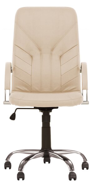 Scaun directorial MAVIS STEEL CHROME, piele ecologica, Crem