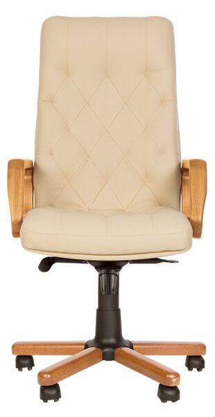 Scaun directorial HAVANA EXTRA, brate din lemn, piele naturala, Crem