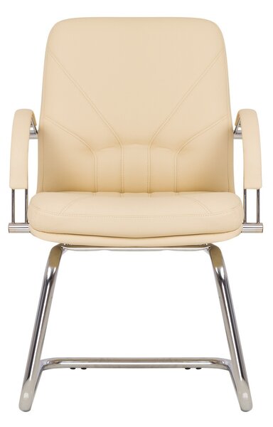 Scaun conferinta MAVIS CF LB STEEL CHROME, Crem piele ecologica