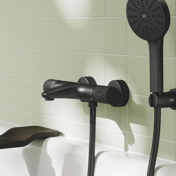 Grohe Precision Feel baterie cadă-duș perete cu termostat negru 347882430