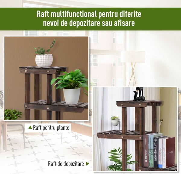 Outsunny Raft de Flori cu 4 Nivele si Roti , din Lemn 123.5L x 33L x 80Hcm | Aosom Romania