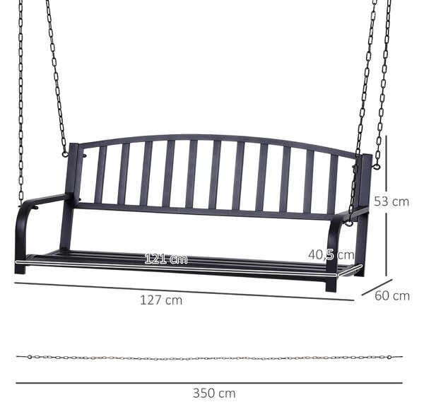 Balansoar Suspendat de Gradina Outsunny din Metal Negru | AOSOM RO