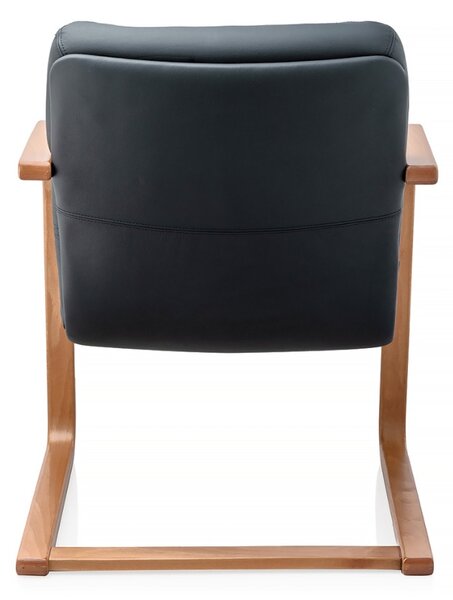 Scaun de conferinta ATLAS EXTRA CF piele naturala, Negru
