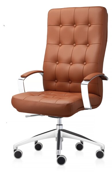 Scaun directorial ATLAS CHROME piele naturala, Maro deschis
