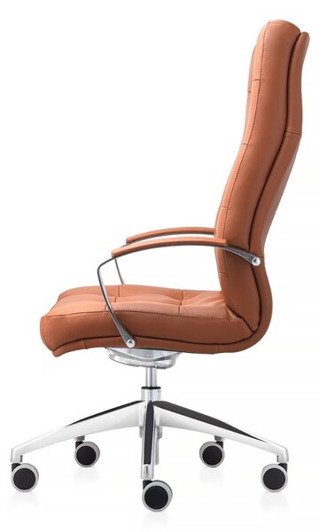 Scaun directorial ATLAS CHROME piele naturala, Maro deschis