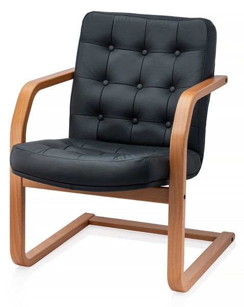 Scaun de conferinta ATLAS EXTRA CF piele naturala, Negru