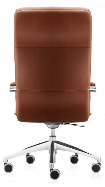 Scaun directorial ATLAS CHROME piele naturala, Maro deschis