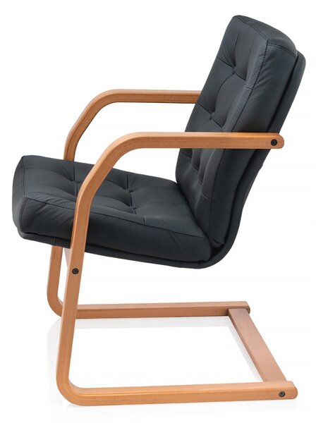 Scaun de conferinta ATLAS EXTRA CF piele naturala, Negru