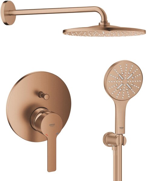 Set cap de duș cu braț Grohe Rainshower Mono 26558DL0, baterie cadă-duș Grohe Lineare 24064DL1, 26574DL0, 26658DL0, 28388DA1