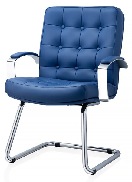 Scaun de conferinta ATLAS CHROME piele naturala, Albastru
