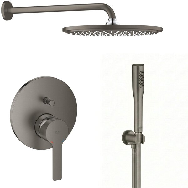 Set cap de duș cu braț Grohe Rainshower 26066AL0, baterie cadă-duș Grohe Lineare 24064AL1, 26658AL0, 27400AL0, 28362A01