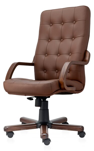 Scaun directorial ATLAS EXTRA piele naturala, Maro inchis