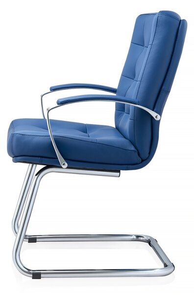 Scaun de conferinta ATLAS CHROME piele naturala, Albastru