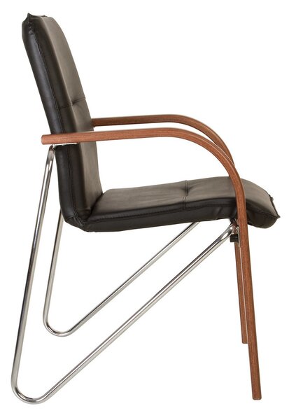 Scaun vizitator FANCY, Negru piele ecologica