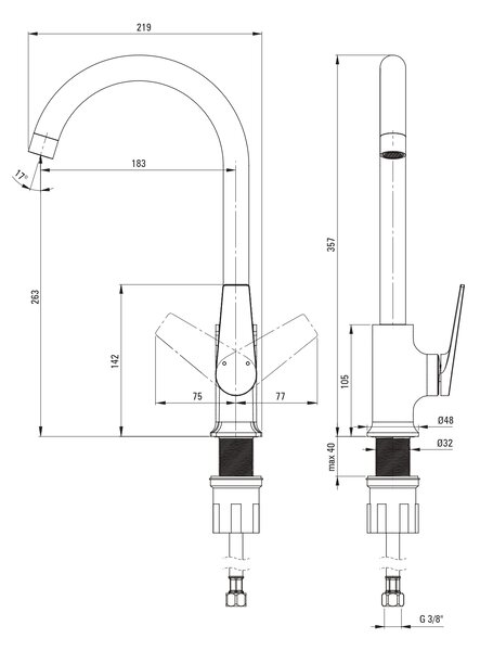 Deante Ivo baterie bucătărie pe picior crom BLI062M