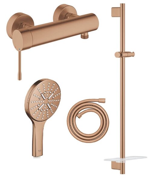 Set baterie de duș Grohe Essence 33636DL1, bară de duș Grohe Rainshower 26603DL0, 26574DL0, 28388DA1