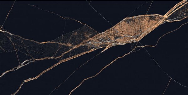 Mexen Fossil Black gres glazurat rectificat G1, placă pardoseală-și-perete 120 x 60 cm, luciu ridicat - TL213-120-060-00