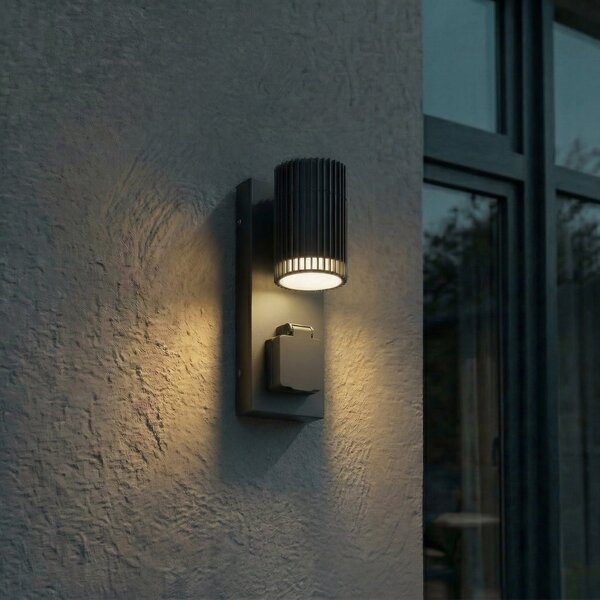 Lămpi de exterior Lindby, Enerio, reglabil, Negru, Aluminiu, Modern