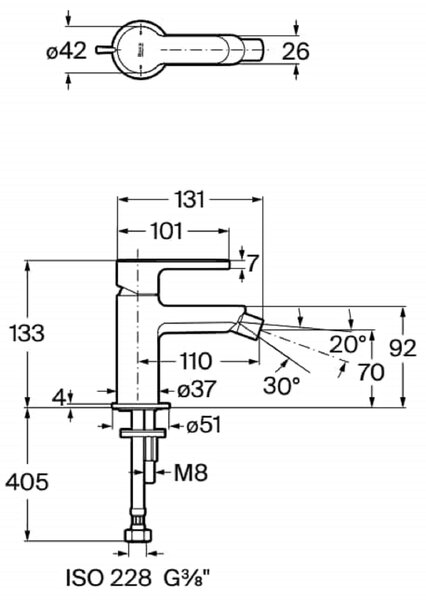 Roca l20 baterie bideu stativ crom A5A629HC00