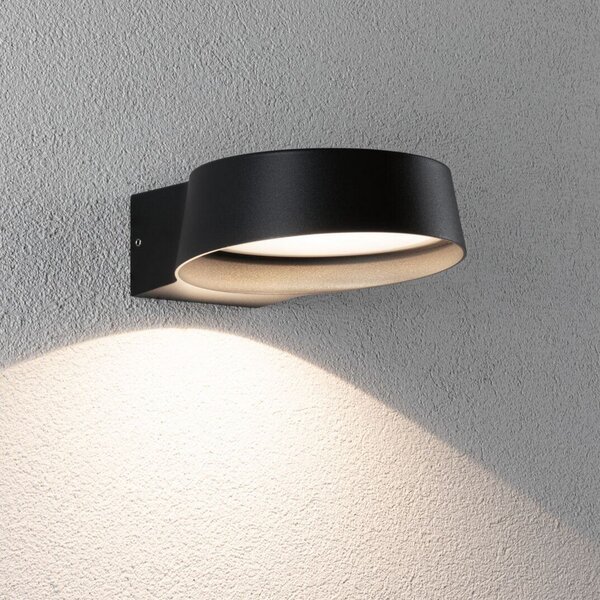 Paulmann LED lampă de perete pentru exterior Capea Grand antracit 16 cm IP44, Negru, Aluminiu, Modern