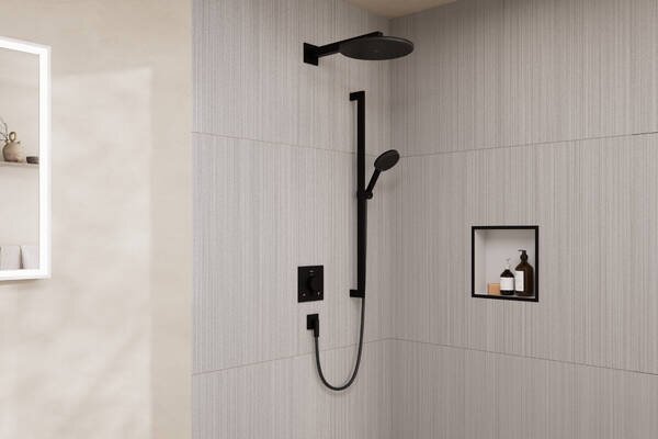 Hansgrohe Raindance Alive Select S set de duș ascuns cu termostat cu duș de ploaie negru 24622670