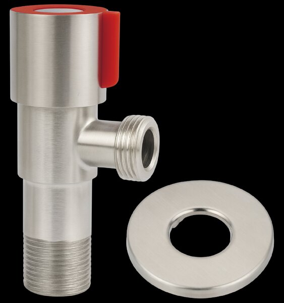 Invena Invena, robinet de colț complet metalic 1/2″ × 3/8″, 1 buc., roșu, INV-ZW-47-C10-J