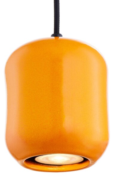 SIGMA Lampă suspendată Ceramic Barell, lungime 10 cm, portocaliu, ceramică/oțel, Portocaliu, Camera de zi / sufragerie, Ceramică