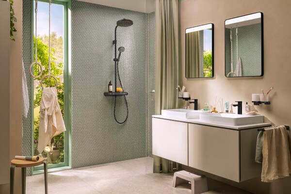 Hansgrohe Activera S set de duș perete cu termostat cu duș de ploaie negru 28638670