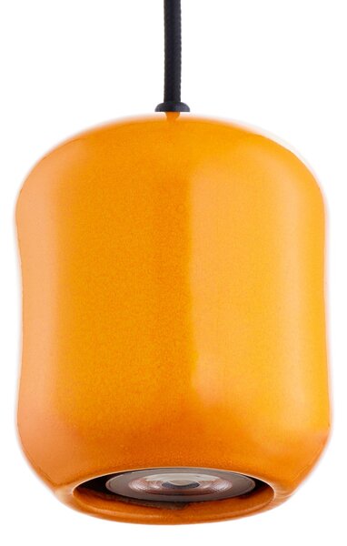 SIGMA Lampă suspendată Ceramic Barell, lungime 10 cm, portocaliu, ceramică/oțel, Portocaliu, Camera de zi / sufragerie, Ceramică