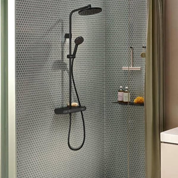 Hansgrohe Activera S set de duș perete cu termostat cu duș de ploaie negru 28638670