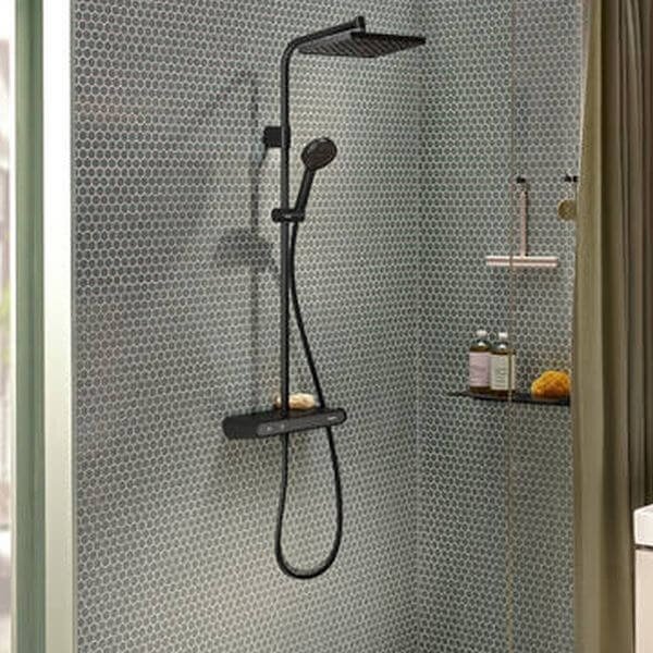 Hansgrohe Activera Q set de duș perete cu termostat cu duș de ploaie negru 28649670