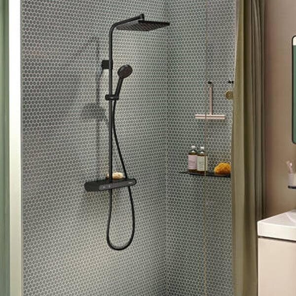 Hansgrohe Activera Q set de duș perete cu termostat cu duș de ploaie negru 28648670