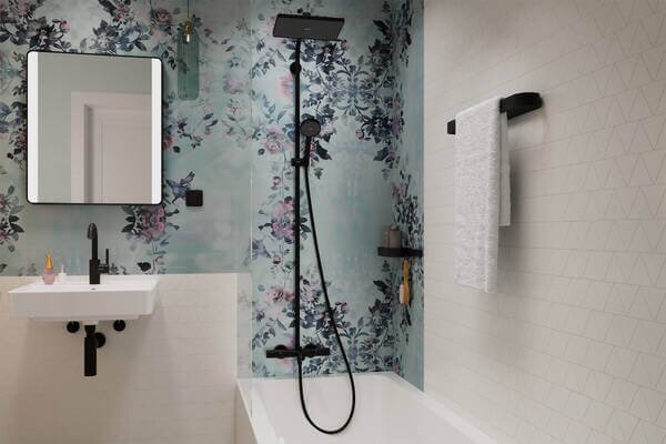 Hansgrohe Activera Q set de duș perete cu termostat cu duș de ploaie negru 28753670