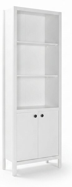 Biblioteca Adore Rustic cu 5 rafturi si usi, Alb, 66x196x32 cm