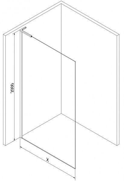 Mexen Kioto L, paravan de dus walk-in 80 x 200 cm, 8 mm sticla transparenta model alb, profil negru, 800-080-103-70-97