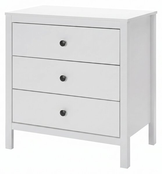 Comoda Adore Rustic, 3 sertare, Alb, 73x81x47 cm