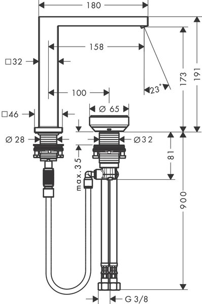 Hansgrohe Tecturis E baterie lavoar stativ negru 73053340