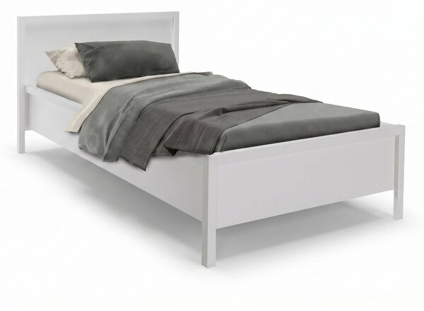 Pat de o persoana Adore Rustic, Alb, 118x89x207 cm